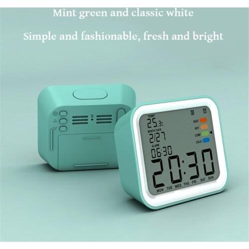 Kids Student Alarm Clock Bedside LCD Digital Mute Electronic Clock with Temperature Backlight Display