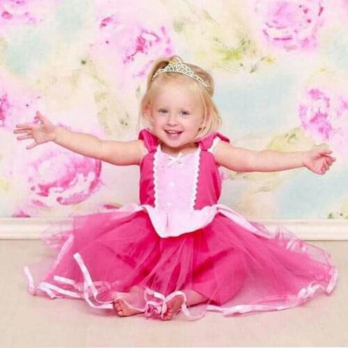 New arrival sleeping Beauty Aurora Dress Cosplay Costume Kids Party Dresses Children Halloween Birthday ball Gown