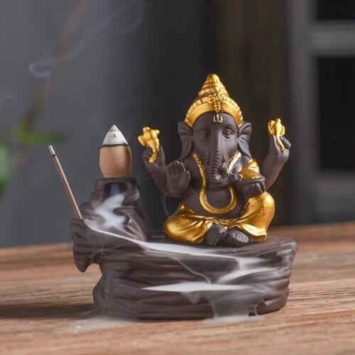 Ganesha Backflow Zisha Incense Burner backflow incense fountain adornos de ceramica para sala zen