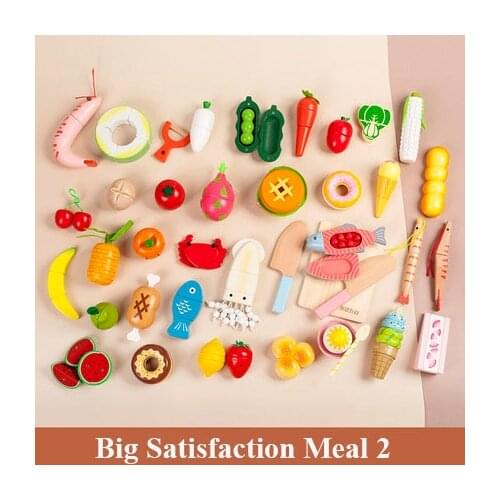 Toy Woo Wooden Classic Game Simulation Kitchen Series Toys Cutting Fruit Vegetable Set Toys Montessori Early Education Gifts