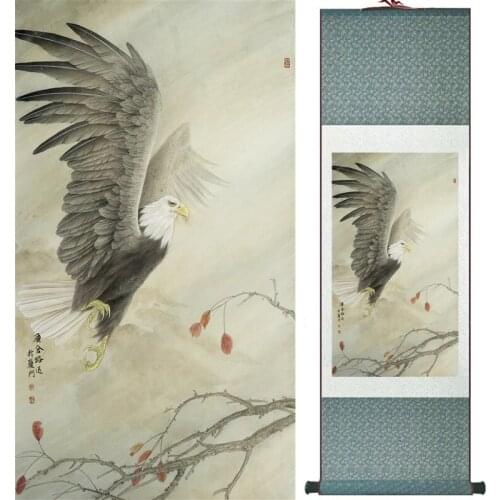 Eagle painting Home Office Decoration Chinese scroll painting eagle on Pine tree painting eagle picture SCGS2017120315
