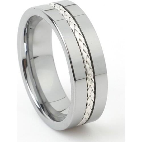 Unique expensive material inlay tungsten Rings for men Alliance Anniversary gift 8mm wedding band finger ring male never fade