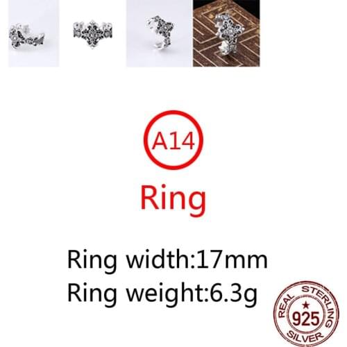 A14 100% s925 sterling silver ring jewelry punk cross army flower style personality ring retro couple shape gift for friends hot