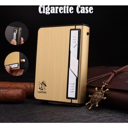 Creative USB Rechargeable Multifunctional 2 In 1 Mens Cigarette Case Lighter Metal Windproof Lighter Mens Gift