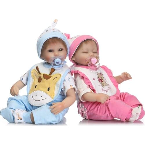 16'' 40cm Lifelike Pretend Play Toys Super Cute Newborn Twin Baby Doll Silicone Reborn Bebe Baby Dolls Kids Christmas Gifts