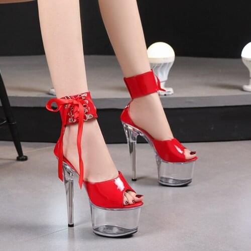 LEOPARD LAND Patent Leather Transparent Super High Heels Stiletto Sexy Waterproof Platform Super High Sandals Female Summer LFD