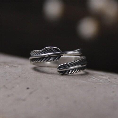 2018 Top Fashion New Anel Feminino Feather Ring S925 Pure Restoring Ancient Ways And Lovers To Buddhist Monastic Discipline