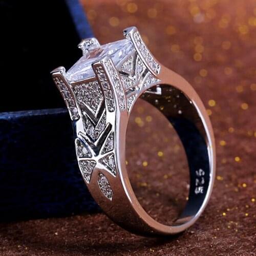 JK Square Stone Solitaire Wedding Rings For Women New-Gothic Anniversary Present Rings New Year Surprise Gift Rings For Girl