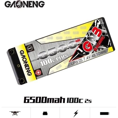 Original GNB 7.4v 6500mAh 100C PLUS LiPo Battery For remote control Car Racing Spare Parts With Shell Upgrade LiHV 2S Battery