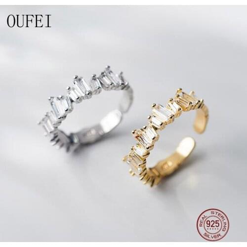 Open Ring 925 Sterling Silver Women Rings Fashion Zircon Noble Crystal Charm Wedding Ring 925 Silver Jewelry Girl Gift