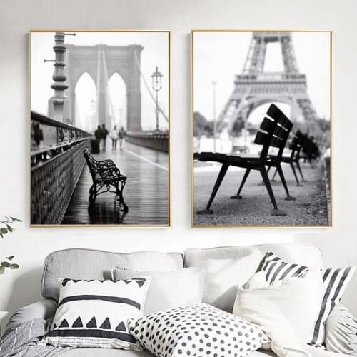 Posters Black and White Nordic Paris Eiffel Tower Canvas Wall Art Home Decoration Prints for Bedroom Modern Fashion Painting