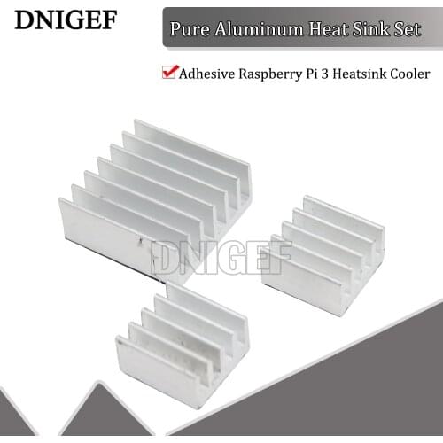 1set 3pcs/lot Adhesive Raspberry Pi 3 Heatsink Cooler Pure Aluminum Heat Sink Set Kit Radiator for Cooling Raspberry Pi 2 B