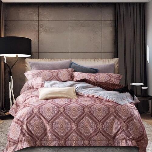 Luxury European Wind Bohemia Pink Brown Blue 100% Cotton Jacquard Bed Sheets, Pillow Covers Beddings set 4pcs