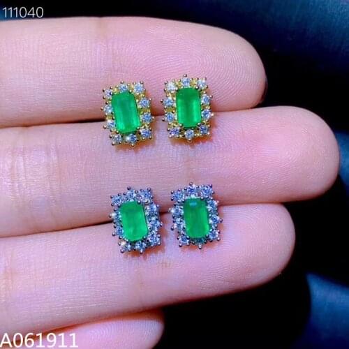 KJJEAXCMY fine jewelry natural Emerald 925 sterling silver women gemstone earrings new Ear Studs support test luxury