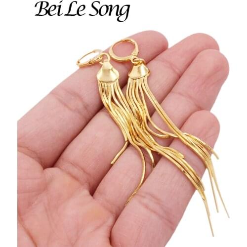 Earrings tassel pendants hoop earring jewelry 24K gold color for women hoop earings fashion earrings piercing dangle earing girl