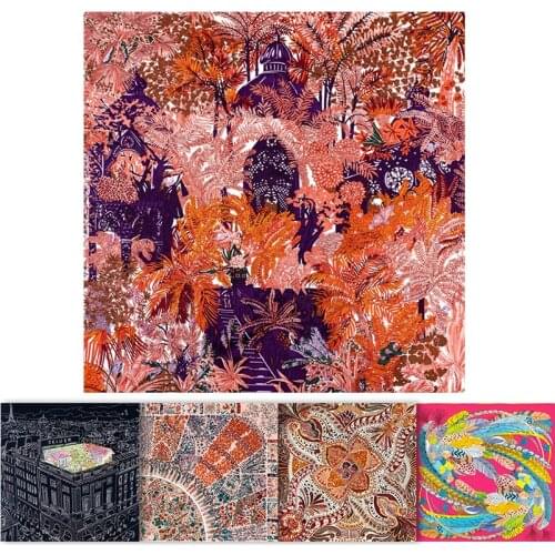 Silk Square Scarf 90x90 Twill Silk Scarf Manual Rolled Scarf Designer Silk Head Scarfs Foulard En Satin Pour Cheveux