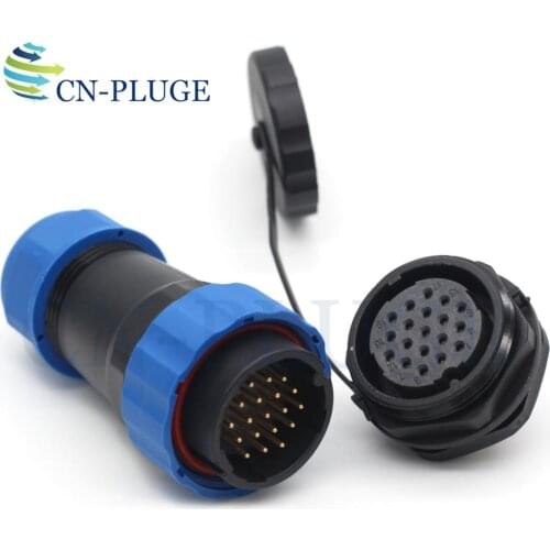 SP28 Male Plug Female Socket 19 pin Aviation Waterproof Wire Connector 28mm Panel Mount IP68