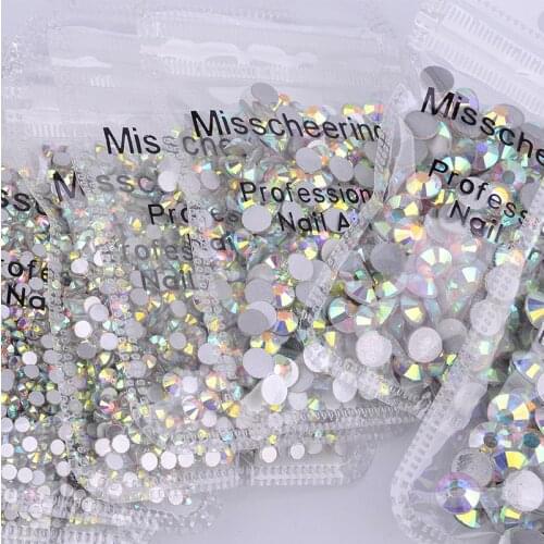 TIANMI Flatback Clear Crystal Glass Nail Art Rhinestone Nail Strass Mix Size Non Hot Fix Rhinestone Glue 2020 New Arrival