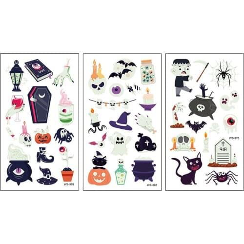 Halloween Luminous Tattoo Stickers Waterproof Temporary Fake Tattoos Children Face Arm Leg Body Art Glow Sticker DIY Tools