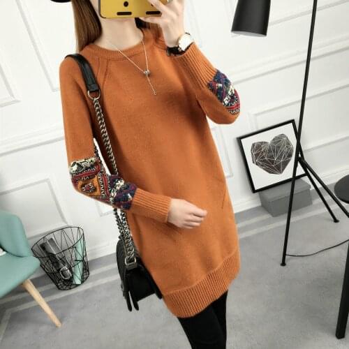 YYCZF 2021 Women Round Neck Pullovers Sweater High Quality Oversized Jumper Split Fall Winter Clothes Beige Black Green 6 Colors