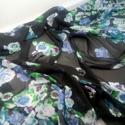 Fabric 75D Chiffon Printed Summer Fabric for Women Floral Printed Chiffon Scarf Sewing Fabric