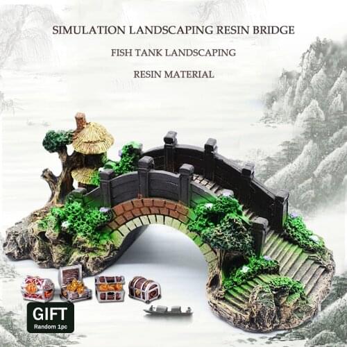Fish Tank Landscaping Bridge Resin Decoration Fake Bridge Gold Fish Tank Decoration Bridge Aquarium Decoration