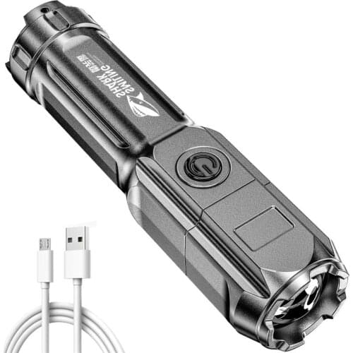 USB Rechargeable Flashlight Strong Light Focusing Zoom Led Flash Light Torches Outdoor Portable Flashlight Torch LED Night Light