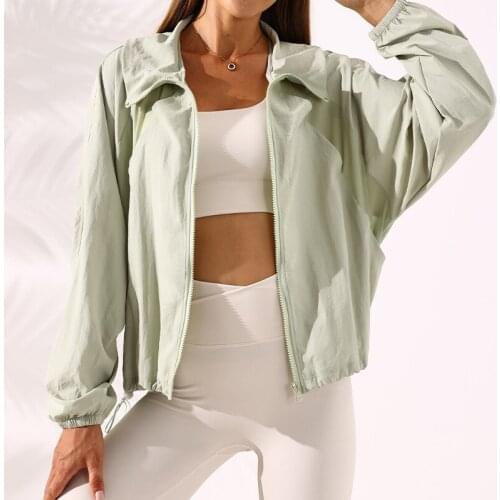 Back Mesh Patchwork Autumn Outdoor Sports Windbreaker Women Running Full Zipper Long Sleeves Fitness Gym Jacket Activewear Tops