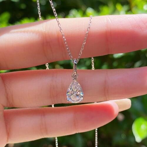 DYLAM 925 Sterling Silver Zircon Water Drop Pendant Necklace For Women Clavicle chain party Birthday Gift For girlfriend