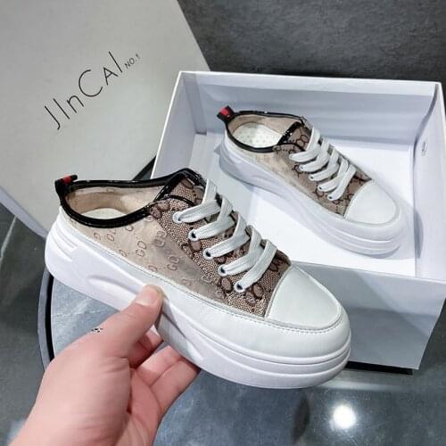 Womens Shoes 2021 Spring White New Breathable Sports Mesh Versatile Summer Hollow Walking Flying Woven No-slip Ladies Sneakers