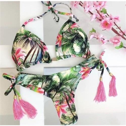 2020 Sexy Bikini Print Womens Two-Piece Swimsuit Floral Swimwear Bandeau Bikini set Brazilian Set