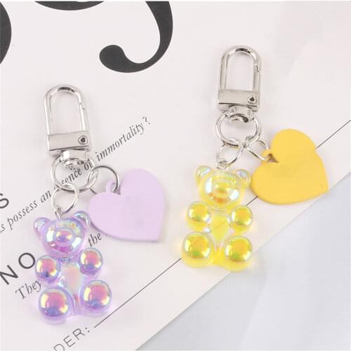 1pc Kawaii Color Bear Keychain Pendant Pendant Keychain Bag Coin Purse Key Chain Jewelry Pendant Girl Ins Keychain Ornament