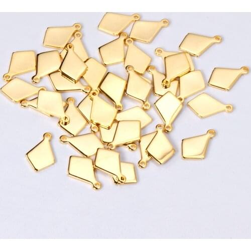 ASON 100pcs/lot Tag Geometric Rhombus Pendant Stainless Steel Gold Silver Color For Necklace Bracelet Jewelry Making Supplies