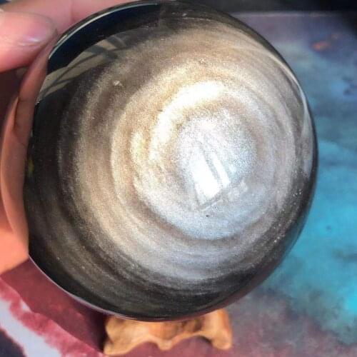 1000-1100g Natural silver flaring stone ball, hand cut crystal ball, perfect ball, healing