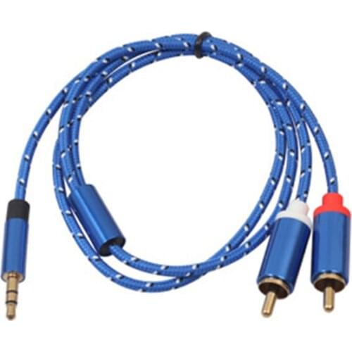 2RCA Male to 3.5mm Jack Audio Amplifiers Cable Nylon Braided AUX Splitter for Home Theater DVD Earphone