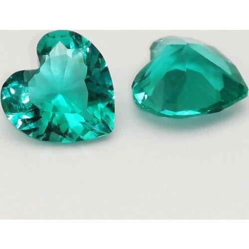 50pcs/Lot 3x3~12x12mm HEART Shape Light Green Glass Stone DIY Jewelry Synthetic Gems Beads