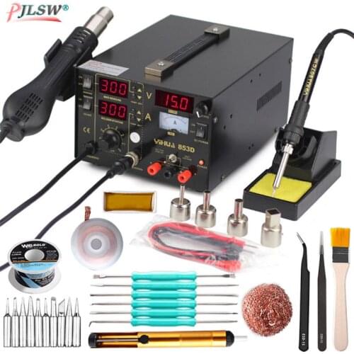 853D hot air soldering station BGA Rework Station 3 In1Repair Soldering Iron Station Hot Air Gun Digital Display Power Supply