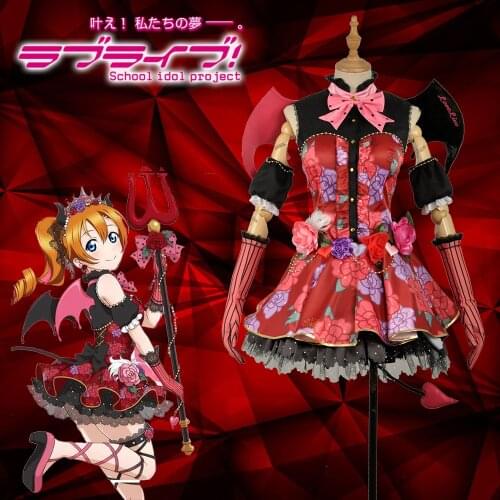 Anime Love Live! Kousaka Honoka Cosplay Costume Little Devil Demon SR Awakening Fancy Skirt Women Dress Wings Hairband Halloween