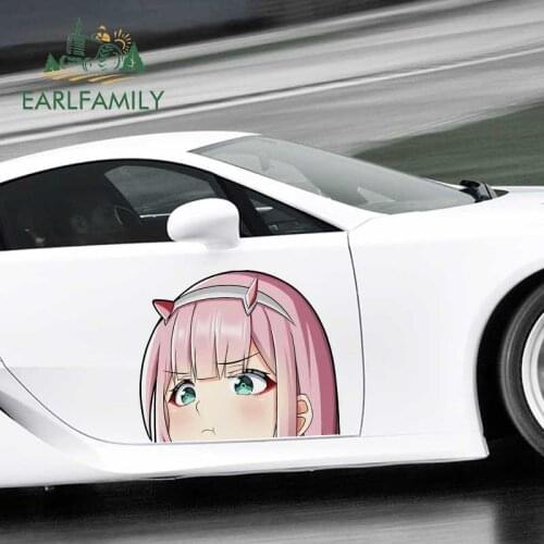 EARLFAMILY 43cm x 36.4cm For Zero Two Darling in the FranXX Car Stickers Anime Big Decal Funny Car Accessoires Waterproof Decor