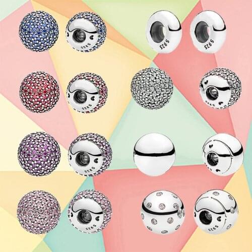 Authentic S925 Sterling Silver Bracelet Bangle Single Crystal Ball Chain Head Fit Original DIY Open Bracelet Accessories