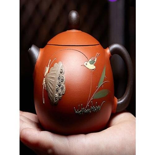 TT Purple Clay Teapot Pure Handmade Famous Authentic Xi Shi Pot Cinnabar Sand Little Teapot Household Large Capacity Tea Set