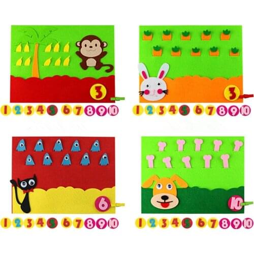 Kid DIY Weave Cloth Numbers Add Subtract Felt Craft Math Toys Montessori Toy Digital Children Educational Preschool Teaching Aid
