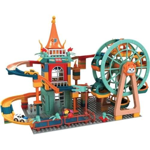 New Race Building Blocks Ferris Wheel Castle Blocks Maze Track Car Toy Action Figures Children Educational Toys Birthday Gift