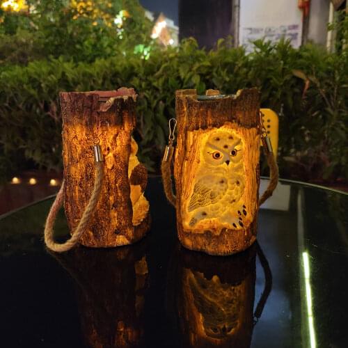 Solar Energy Lantern Outdoor Hanging Tree Hole Owl Light Lamp Light Wild Hanging Bronze for Outdoors Garden Tree Decoration