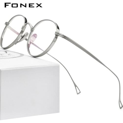 FONEX Pure Titanium Eyeglasses Frame Men Retro Round Glasses Women 2021 New Vintage Prescription Myopia Optical Eyewear F85651