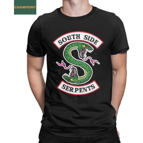 Mens Riverdale South Side Serpents T Shirt TV Show Pure Cotton Clothes Vintage Short Sleeve O Neck Tee Shirt Summer T-Shirts