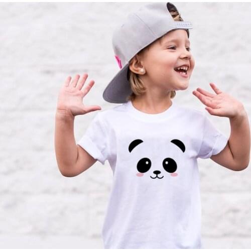 Cute Panda Printed T-shirt Summer Kids Girls Boys Harajuku Short Sleeve Tshirts White Casual Child Funny Tops Clothes