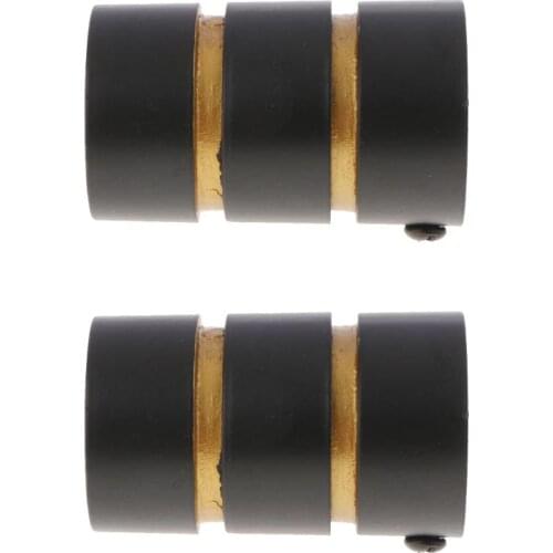 2x Black Cylinder Durable Aluminum Alloy Curtain Rod Head Top/Ends/Cap Drapery Pole Finals Dia 28mm