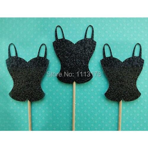 Glitter Corset Bachelorette Cupcake Topper (with Straps) bridal shower birthday food Picks wedding party cake topper decor