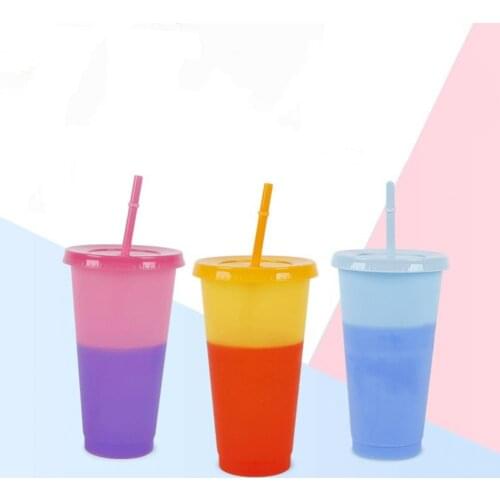Ring Color Changing Cup 720ml Tasteless Color Changing Cold Water Cup With Lid Plastic Color Changing Home Pure Color Water Cup